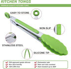 MSY BIGSUNNY Kitchen Food Tongs - 7" Mini Silicone Serving Tongs - Set of 6 (purple red orange green yellow blue)