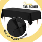 Party Solids 66% Thicker Premium Plastic Table Cloth Rectangle Table Cover 0.5 Mil 6 Pack Black Table Cloth 54 Inch x 108 Inch Disposable Tablecloth Won't Tear Easily Like Cheap Thin Brands