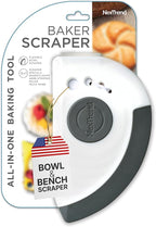 Nextrend BakerScraper – 5-in-1 Flexible Bowl Scraper, Bench Scraper and Dough Scraper with Stainless Steel Edge, Ruler & Herb Stripper – BPA Free, Dishwasher Safe - Gray