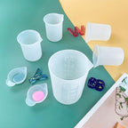 7 PCS Silicone Measuring Cups Kits,1 PCS 250ml Silicone Cups,4 PCS 100ml Non-Stick Mixing Cups,2 PCS 10ml Silicone Mold Cup Dispenser, for Casting Moulds,Jewelry Making,DIY,Crafts