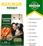 Dog Treats Rawhide Sticks 11 oz Wrapped with Chicken Pet Natural Chew Treats - Grain Free Meat & Human Grade Dried Snacks - Best for Small & Large Dogs (10.6 Ounce (Pack of 1), Rawhide Sticks)