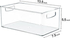 Hudgan 2 Pack Straight Sides Stackable Pantry Organizer Bins for Home Edit - 13.5''L x 7.5''W x 5.5''H