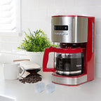 Kenmore Aroma Control 12-cup Programmable Coffee Maker, Red and Stainless Steel Drip Coffee Machine & Kenmore/Keurig/Cuisinart/Braun compatible replacement charcoal water filter 12 Pack pure