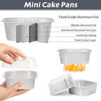 200 Pack 10 oz Silver Mini Aluminum Cake Pans with Lids and Spoons, Disposable Square Baking Cups, Oven Safe Foil Ramekins for Individual Desserts, Cupcakes, Cheesecakes Ramekins Muffin
