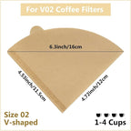 Cone Coffee Filters Size 02, 100 Count 1-4 Cups Unbleached V02 Disposable Coffee Filter Paper, Compatible with Conical Shaped Pour Over Coffee Dripper and Drip Coffee Maker