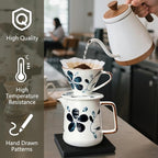 Ceramic Pour Over Coffee Maker Set, Ceramic Coffee Dripper with Single Hole, Coffee Pot & 100 Paper Filters for Home, Travel, Camping (1-2 Cup)