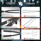 Heavy Duty Fire Tongs Firewood Grabber Tool with Scissor Shape Serrated for Campfire, Bonfire, Fire Pit Log Claw Tongs - Black