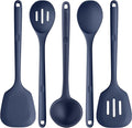 Silicone Kitchen Cooking Utensil Set: U-Taste High Heat Resistant 13.6in Kitchen Gadgets, BPA Free Non Stick Rubber Cook Accessories For Stir Frying, Serving, Basting, Mixing (5 Pieces, Midnight Blue)