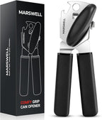 Can Opener Manual, MARSWELL Comfy Grip Can Opener Hand Held with Magnetic Lifter, Smooth Cutting Sharp Blade, Manual CanOpener for Seniors with Easy Turn Knob, Black