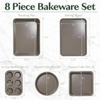 Goodful All-In-One Nonstick Bakeware Set, Stackable and Space Saving Design includes Round and Square Pans, Muffin Pans, Cookie Sheet and Roaster, Dishwasher Safe, 8-Piece, Graphite