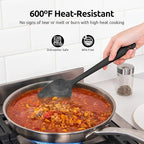 U-Taste Silicone Spoon Spatula Set, 600ºF High Heat Resistant Food Grade Flexible Rubber Scraper, Cooking Mixing Baking Kitchen Utensils Set of 3 (Black)