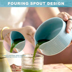 Matcha Whisk Set,Includes Ceramic Matcha Bowl, Bamboo Matcha Whisk and Holder, Bamboo Scoop and Spoon, Scoop Rest, Sifter and Tea Towel,Traditional Japanese Matcha Tea Ceremony Set Gift(Blue)