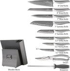 NANFANG BROTHERS® 16 Pieces Damascus Kitchen Knife Set, High Carbon Damascus Steel Chef Knife Set, Stainless Steel Ergonomic Handle for Chef, with Built-in Sharpening Rod