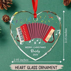 Personalized Accordion Glass Christmas Ornament, Customized Year Text Name Accordion Player Keepsake Ornaments Gift for Women Men Accordionist, Awesome Accordions Musical Instrument Glass Ornament