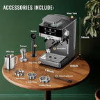 TENKER Espresso Machine with Grinder, 20 Bar Coffee Machine with Milk Frother for Home, All-in-One Stainless Steel Coffee Maker to Make Latte, Cappuccino, Hot or Cold Brew Iced Coffee