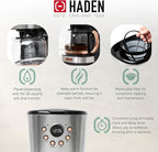 Haden Coffee Machine, 12 Cup Programmable Drip Coffee Maker with Auto Shut-Off Function and Reusable Washable Water Filter, Steel & Copper