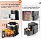 Glass Air Fryer,4.5QT Air Fryer with Viewing Glass Pot, Air Fry, Roast, Reheat, Dehydrate, Air Crisp Technology,Nonstick & Dishwasher Safe Basket,97% Less Oil,Features Digital Timer