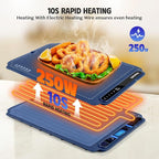 Electric Warming Tray, Portable Silicone Food Warming Mat, Versatile Full Surface Heating Food Warmer with 7 Level Temperature and 6 Hours Timer for Home Dinner, Parties and Buffets (Blue)