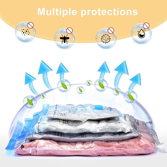 Travel Vacuum Bags with Portable Electric Pump (Combo 8 Pack)