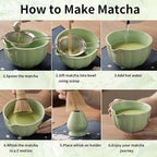 Matcha Whisk Set of 8 - HTRCXB Ceramic Matcha Set, Include Matcha Bowl, Matcha Whisk and Holder, Bamboo Scoop, Measuring Spoon, Scoop Rest, Sifter and Tea Towel - Matcha Kit Gift for Matcha Lovers