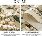 ISAENNE Designer Green Linen Small Rectangular Tablecloth,Floral French Country Indoor Table Cloth,Stain Resistant Home Decor Tablecloths for Dining Kitchen Thanksgiving Party,55"*71"-Brune