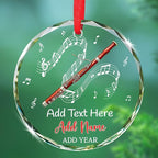 Bassoon Playing Xmas Tree Glass Ornaments, Personalized Bassoonist Ornament Christmas 2025, Bassoon Christmas Ornament Gift for Instrument Player, Custom Text & Name Musical Instrument Glass Keepsake
