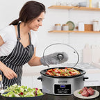 HOMECOOKIN 6-Quart Digital Programmable Slow Cooker with Timer - Small Kitchen Appliance for Family Dinners - Serves 6+ People - Heat Settings: Keep Warm, Low and High