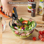 Salad Scissors with Double Blades, Lettuce Chopper for Chopped Salad, Black