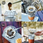 Bincoo Pour Over Coffee Maker, Portable Stainless Steel Reusable Coffee Filter, Mini Collapsible Paperless Single Serve 1-2 Cup Coffee Dripper Cup Easy To Clean For Travel Camping Offices (gold)