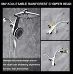 High Pressure Rain Shower Head: Upgrade Shower Heads with Handheld Spray Combo with Fixed Showerhead and 10 Sprays Handheld Shower Head, Detachable Shower head Built-in Magnetic Docking and Power Jets