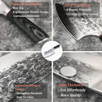 BLADESMITH Butcher Knife 8“, Forged Meat Cleaver Kitchen Knives, Curved High Carbon Steel Blade, PakaWood Handle, for Slicing and Cutting