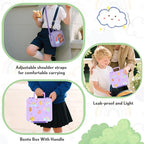 Lunch Box Kids with 5 Compartments, Insulated Food Jar & Utensil & Sauce Container & Lunch Bag & Silicone Collapsible Cup, Leak Proof Bento Box, BPA-Free & Dishwasher Safe-Purple