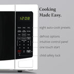 Farberware 1.1 Cu. Ft. Countertop Microwave Oven – 1000 Watts Power, Auto Cook Settings, Defrost, Easy Clean and Child Safety Lock-White