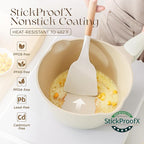 PRICUSIS Ceramic Nonstick Saucepan with Lid, 2.7 Quart Non Toxic Pot with Pour Spouts, Full Coated, 100% Dishwasher Safe, Induction Compatible & Oven Safe, PTFE PFAS & PFOA Free, Coconut White