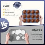 2 Pack 12 Cups Silicone Muffin Pan with Metal Reinforced Frame Regular Size Silicone Molds Cupcake Cake Baking Pans Baking Mold Best Baking Pans Tart Pan Sheet Set Reusable Cupcake Liners