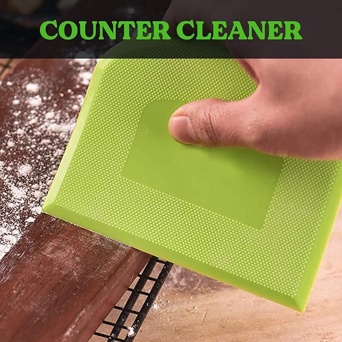 SURDOCA Dough Scraper Bench Scraper - 3P 4.7x3.7" Plastic Flexible Bowl Scraper, Sharp Edge & Angles Cake Scraper. Non-Slip Bakeware Decorating Tools Sculpting & Modeling Tools - Yellow+White+Blue