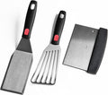 Stainless Steel Spatula Set with Heat Resistant Silicone Handle, VOVOLY Metal Spatulas For Kitchen Use, Thickened Smash Burger Spatula, Fish Flipper, Bench Scraper