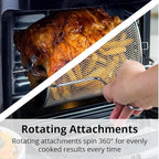 Aria 36 Qt Air Fryer Oven, Ariawave Stainless Steel Air Fryer with Rotisserie, Basket, & Grill Trays, Easy Clean Large Countertop Convection Oven, XL Touchscreen Display & Cooking Presets, Black