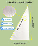 24 Inch Extra Large Piping Bags 200 Pack - Disposable Pastry Bags - Thick Anti-Burst Pastry Icing Frosting Piping Bags For Decorating Cupcakes Cakes Cookies (Large 24 Inch-200 Pack)