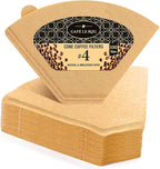 Cafe Le Rou Natural Unbleached Paper Cone Coffee Filters, #4 Size, Brown, 200 Count, for Pour-Over and Drip Coffee Makers'.