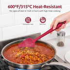 U-Taste Silicone Spoon Spatula Set, 600ºF High Heat Resistant Food Grade Flexible Rubber Scraper, Integrated Cooking Mixing Baking Kitchen Utensils Set of 3 for Nonstick Cookware (Red)