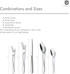 Matte Silverware Set, 18/10 Stainless Steel Satin Flatware, Modern Brushed Finish Cutlery, Dishwasher Safe & Durable, Built to Last (40-Piece, Fidenza Hammered)