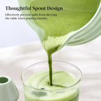 DOWAN Matcha Whisk Set, 7 Pcs Matcha Set Includes Bowl with Spout, Whisk and Holder, Bamboo Scoop and Holder, Sifter and Tea Towel - 7 Pcs Matcha Kit Gift for Lovers Beginners, Christmas (Green)