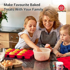 Redfly 3 Pack Silicone Muffin Pan & Cupcake Pans for Baking - 12 Cup Regular Size BPA Free Egg Bites Molds
