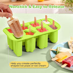 Popsicles Molds, 8-Cavity Silicone Popsicle Molds with 50 Sticks, BPA-Free Ice Pop Mold Popsicle Maker with Funnel & Cleaning Brush for Kids Adult Teens