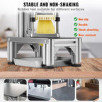 VEVOR Commercial French Fry Cutter with 4 Replacement Blades, 1/4" and 3/8" Blade Easy Dicer Chopper, 6-wedge Slicer and 6-wedge Apple Corer, Lemon Potato Cutter for French Fries with Extended Handle
