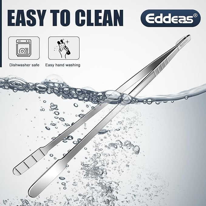 16 Inch long Kitchen Tweezers - 2 Pack large Tweezer Tongs for Cooking, Heavy Duty Stainless Steel Heat Resistant 600°F Food tweezers, Dishwasher safe