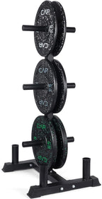 CAP Barbell 2-Inch Olympic Bumper Plate Weight Set with 6 Post Rack | 100-370 lbs | Multiple Options