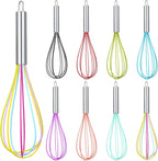 Domensi 8 Pcs 12 Inch Whisks Bulk for Cooking Silicone Whisks Non Scratch Stainless Steel Hand Coated Metal Heat Resistant Egg Beaters for Classroom Cook Party Favor Gift Supplies