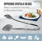 Grip Right Turner Tongs – Kitchen Discovery – Dual Spatulas for Safe Lifting of Fish, Burgers, Pancakes, Cutlets – Stainless Steel Barbecue Tongs for Easy Flipping